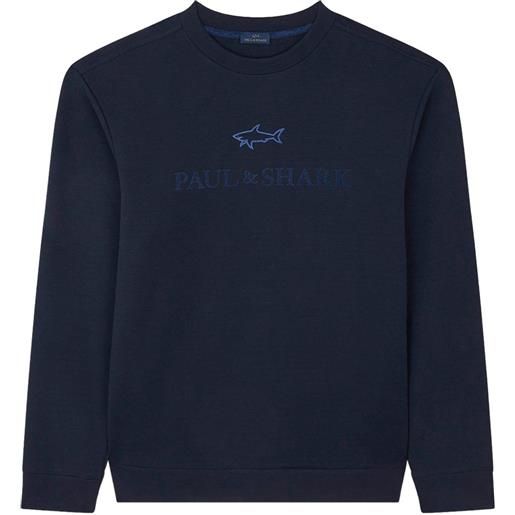 Paul & Shark felpa in cotone con logo ricamato - blu