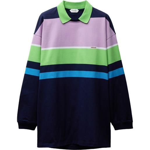 Versace abito corto in jersey di cotone a righe - blu