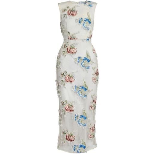 ERDEM abito midi con applicazione floreale - bianco