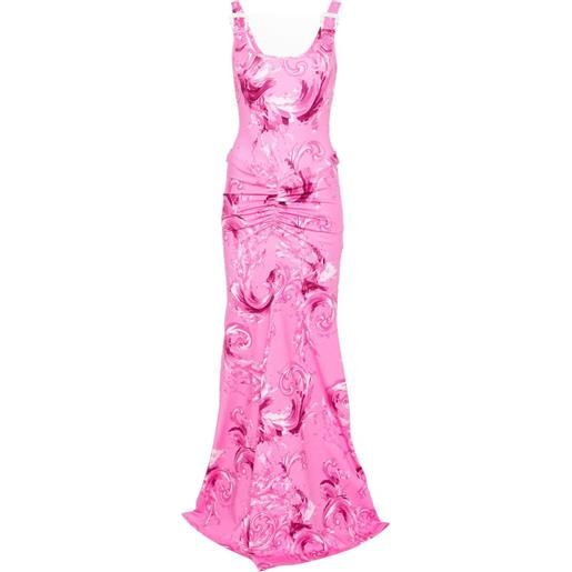 Versace Jeans Couture abito lungo con ruches - rosa
