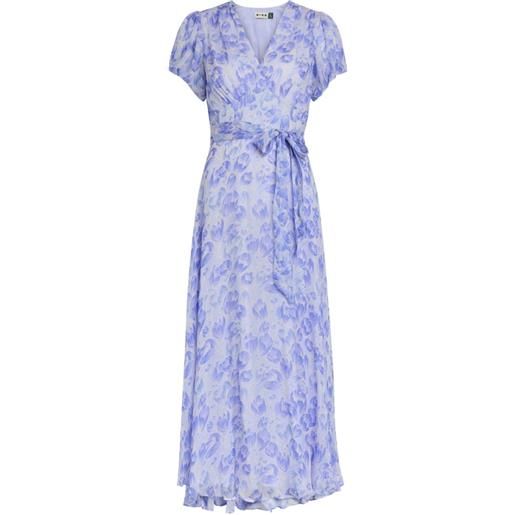 Rixo abito midi corrine chiffon con scollo a v - blu