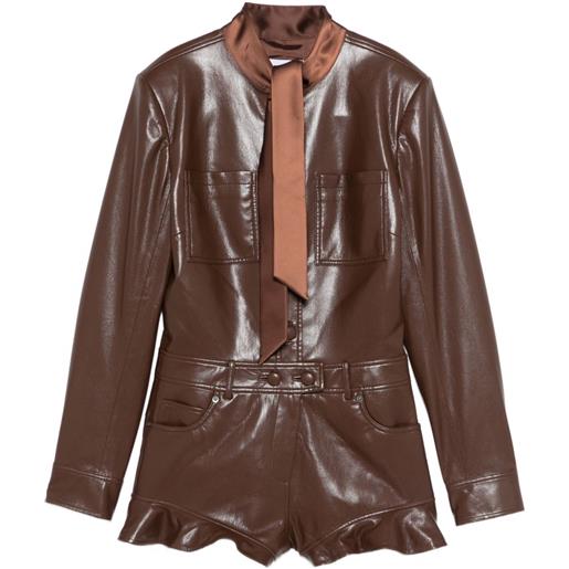 Self-Portrait tuta corta con ruches - marrone