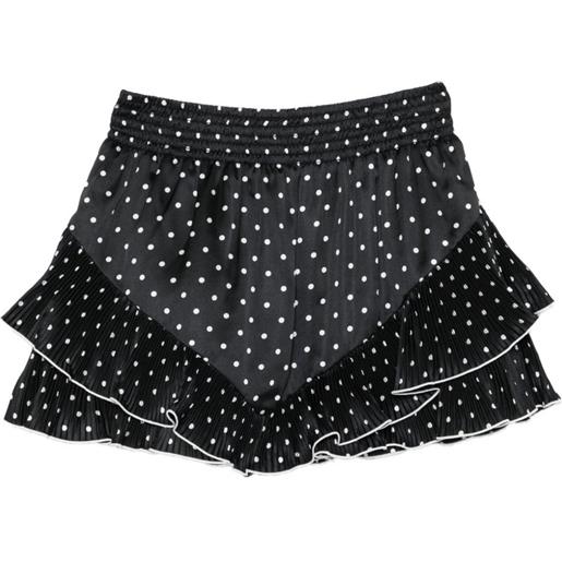 Self-Portrait shorts plissettati a pois - nero