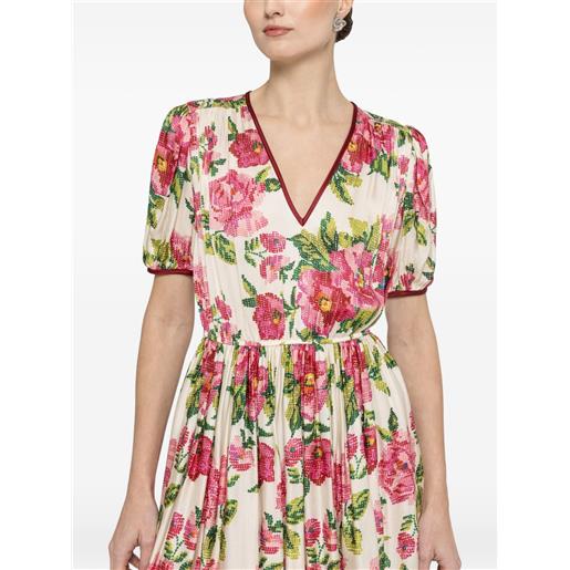 NISSA abito midi a fiori con scollo a v - toni neutri