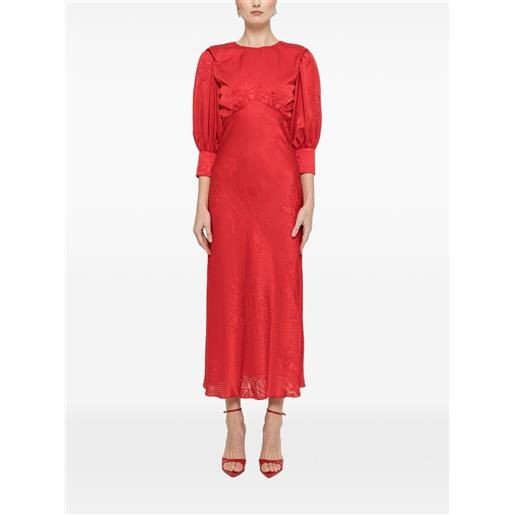 NISSA abito midi con maniche a palloncino - rosso