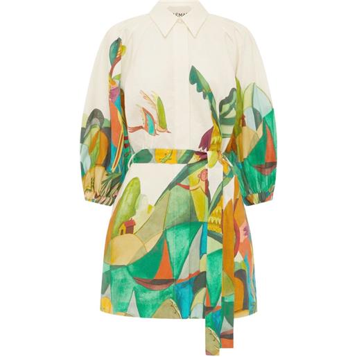 ALEMAIS abito mokshini corto con maniche a palloncino - toni neutri