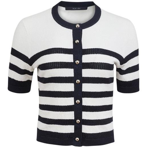 Toccin oakley striped button-down short-sleeve cardigan - bianco