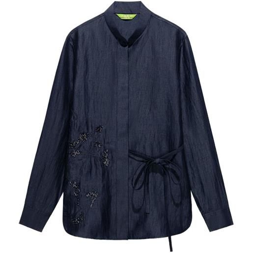 Shanghai Tang camicia con cravatta integrata - blu