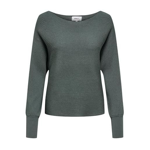 Only onladaline l/s - maglione corto da donna knt noos, con scollo a barca, coronet blue w. Melange, s