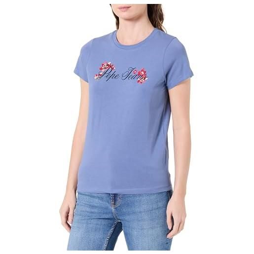 Pepe Jeans maglietta da donna w floral i, blu (blu mare), l, blu (blu mare), l