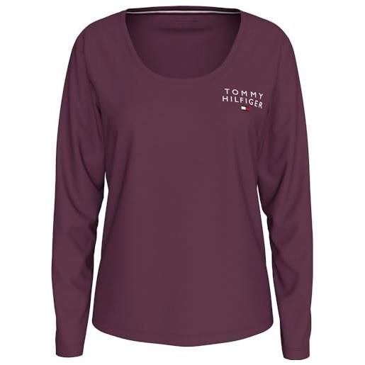 Tommy Hilfiger donna maglietta maniche lunghe scollo rotondo, rosso (heritage plum), m