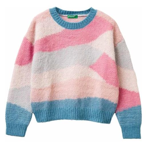 United Colors of Benetton maglia g/c m/l 1uc2q109m maglione, blu, 120 cm bambina