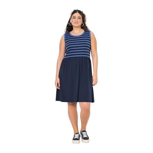 Ulla Popken jerseykleid mit gestreiftem abito in jersey con top a righe, blu marino, 60-62 donna