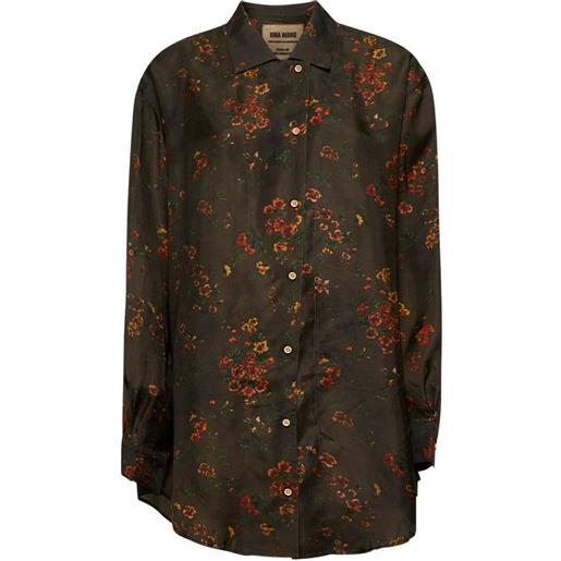 Uma Wang camicia a fiori - marrone