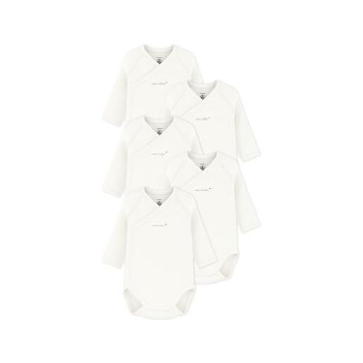 Petit Bateau set di body incrociati a maniche lunghe in cotone tinta unita bambino