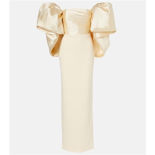 Solace London abito lungo floris in raso e crãªpe