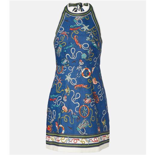 Alemais alã©mais abito corto cove in lino con stampa