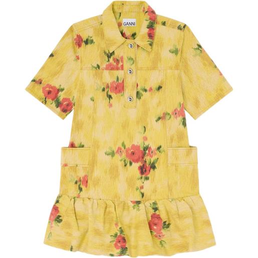 GANNI abito corto a fiori - giallo