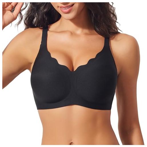 Cwang Reggiseno da donna senza ferretto, reggiseno push up in pizzo e
