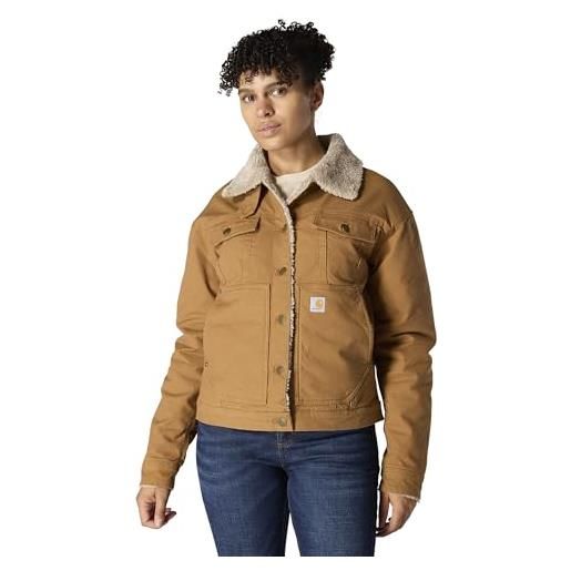 Carhartt giacca da donna rugged flex loose fit in tela foderata in sherpa, Carhartt marrone, s