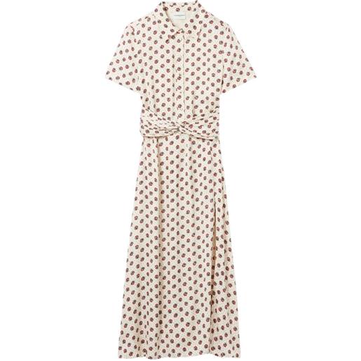 Claudie Pierlot abito midi a fiori - toni neutri
