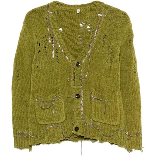R13 cardigan con spille - verde