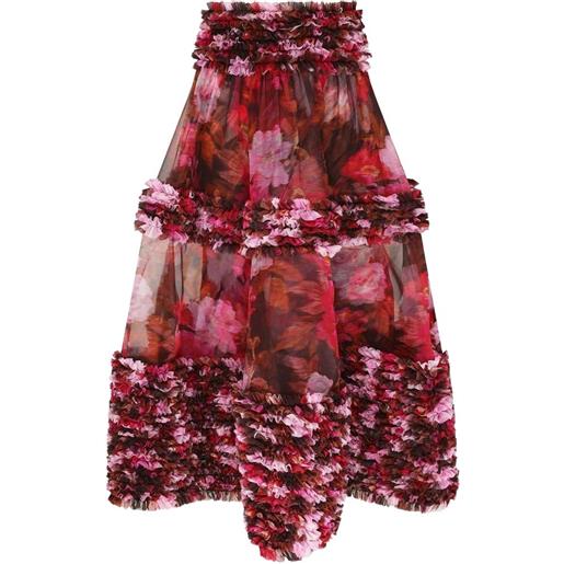 ZIMMERMANN gonna midi luna con ruches - rosso