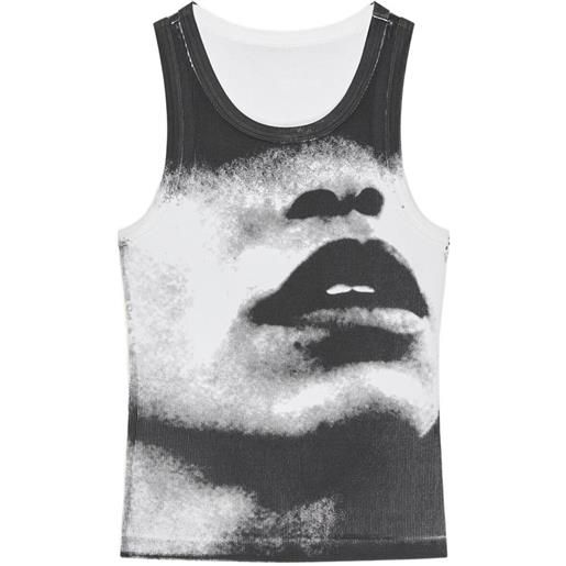 Givenchy canotta slim in cotone con stampa portrait - nero