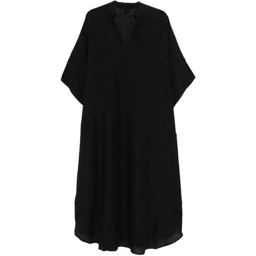 120% Lino abito midi con scollo a v - nero