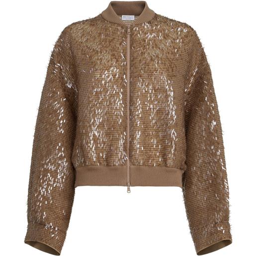 Brunello Cucinelli bomber con zip - marrone