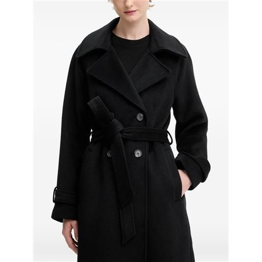 Abercrombie & Fitch cappotto con cintura e revers a lancia - nero