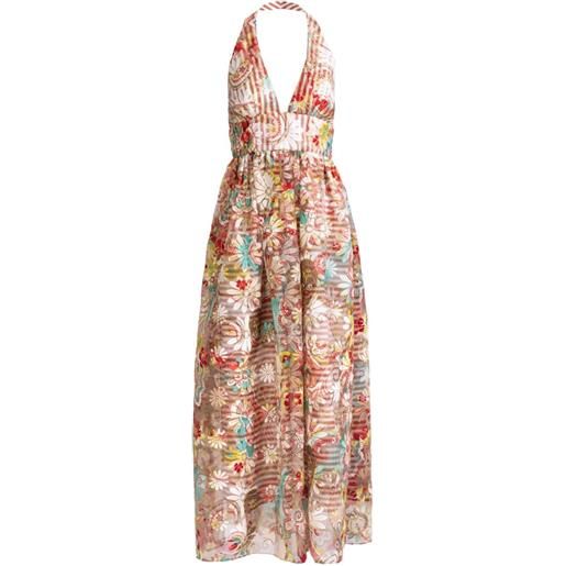 Silvia Tcherassi abito kairi a fiori con scollo a v - toni neutri