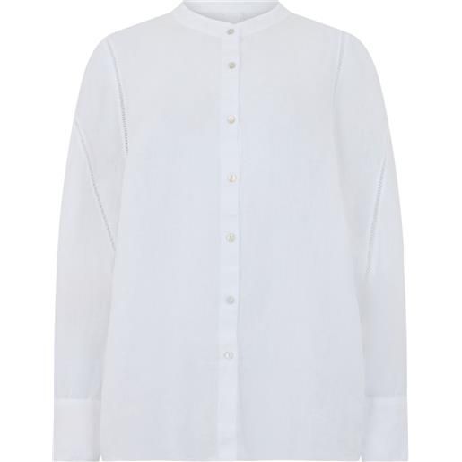 120% Lino band-collar shirt - bianco