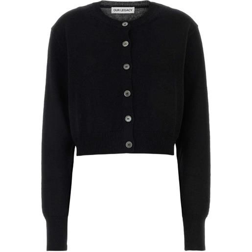 OUR LEGACY cardigan crop con bottoni - nero