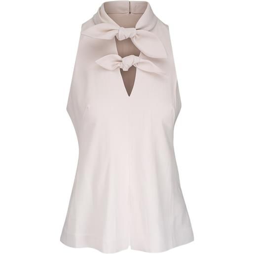 Lela Rose blusa con nodo - toni neutri