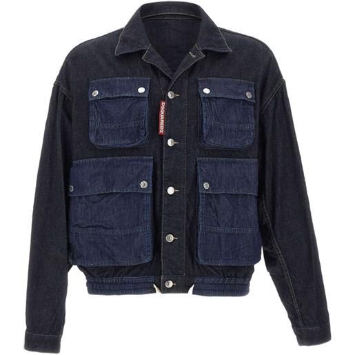 DSQUARED2 giacca denim cargo con bottoni - blu