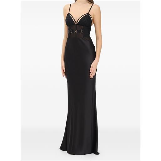 Elisabetta Franchi abito lungo con inserti - nero