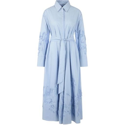 MARCCAIN striped ruffled midi dress - blu