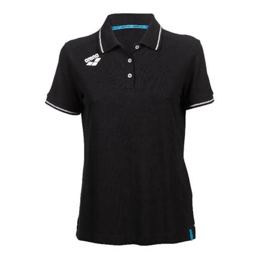 ARENA team polo da donna in cotone tinta unita t-shirt, nero, s