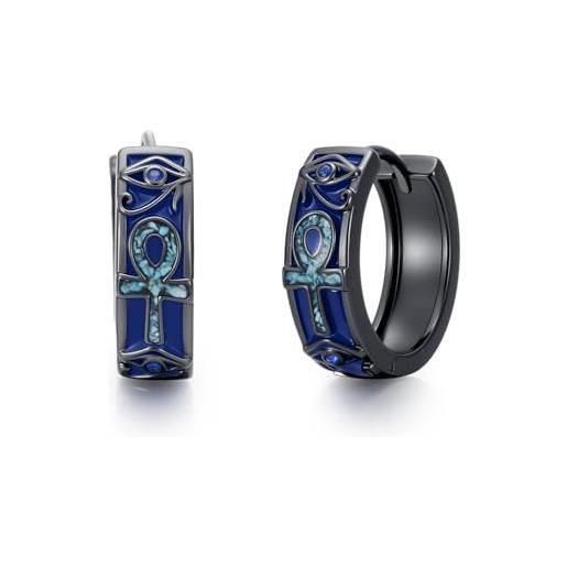 Orecchini A Cerchio Vikinghi In Argento 925 - Rune Nordiche, Uomo E Donna, 16 Mm, POPLYKE