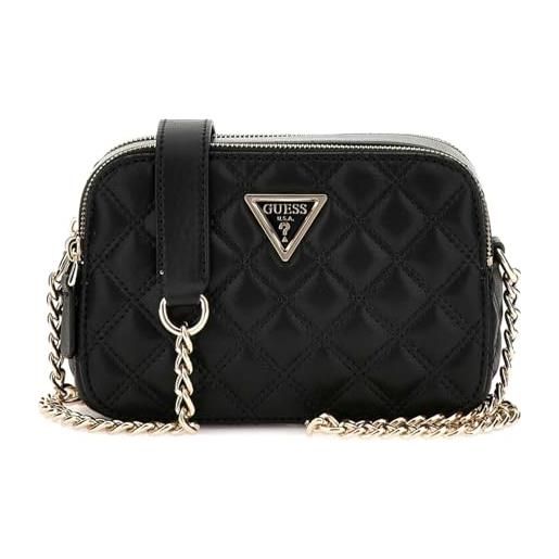 GUESS Borsa A Tracolla Double Zip Xbody In Pelle, Colore Nero, Modello Torino HMTOSAP4218