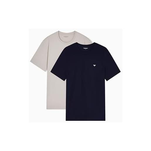 Emporio Armani t-shirt girocollo da uomo endurance, confezione da 2, blu, taglia s, blu, s