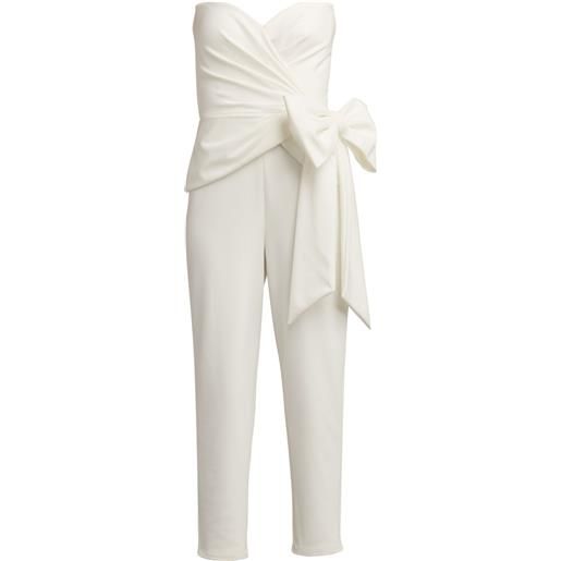 Tadashi Shoji tuta intera crop con fiocco - bianco