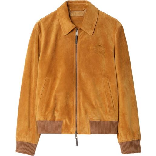 Burberry giacca harrington in pelle scamosciata - toni neutri