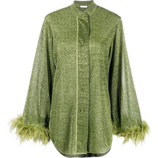 Oséree blusa con bordo di piume - verde