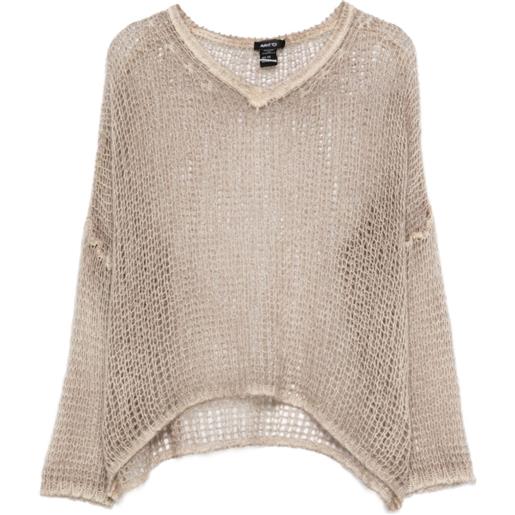 Avant Toi v-neck open-work sweater - toni neutri
