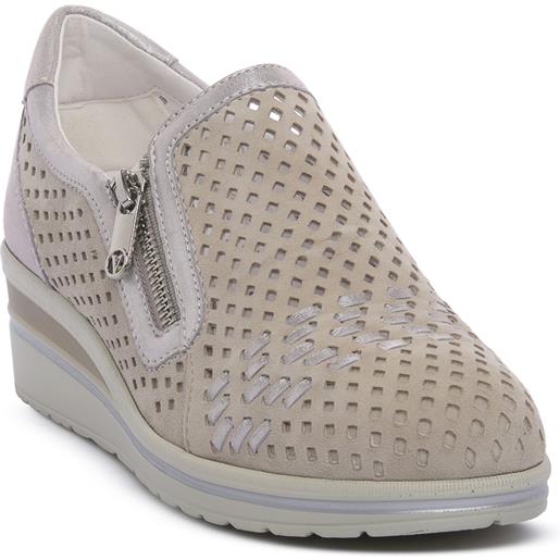 Scarpe Donna Rismart Sneaker Con Zeppa Pelle Brogue Design Nero - Comode E Alla Moda