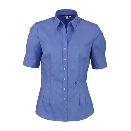 Seidensticker hemdbluse langarm slim fit uni bügelfrei, camicia donna, blu (mittelblau 14), 50 (taglia produttore: 44)