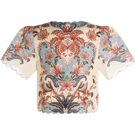 FARM Rio blusa a fiori - toni neutri