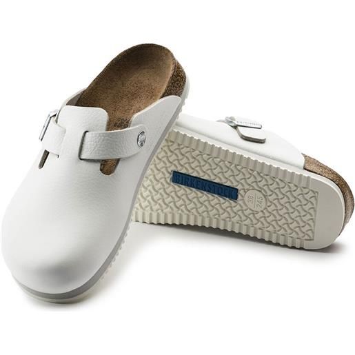 Birkenstock sabot boston super grip white natural leather donna calzata stretta